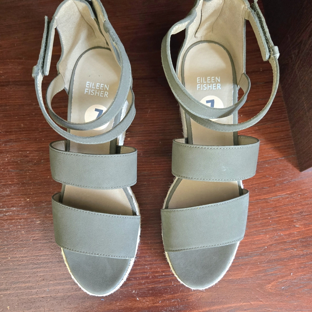 Eileen Fisher Women's Green Willow Braided Platform Sandals